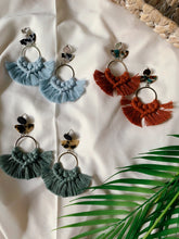 Load image into Gallery viewer, Athena Macrame Mykonos Blue Earrings
